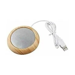 USB Coffee Mug Heater Coaster, Insulation For Desktop Drink And Tea Cup, Waterproof Glass Heater Panel For Office And Home (Light Wood Grain)