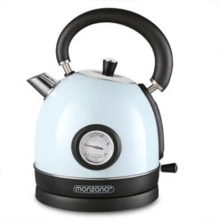 Monzana Electric Retro Kettle 1.8L Cordless Vintage 2200 W Boil Dry Protection Black Cream Blue Blue
