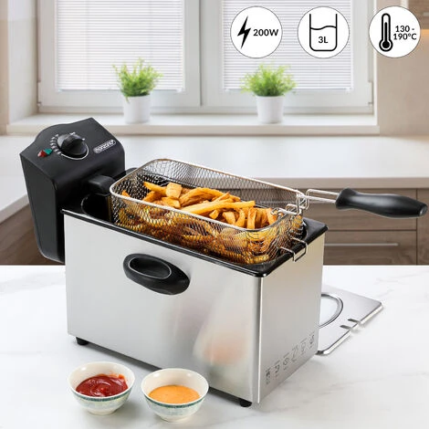 Deuba Deep Fryer 3 L Capacity 2000 W Power Stainless Steel Viewing Window Temperature Controller Kitchen Dishwasher-Safe - Image 2