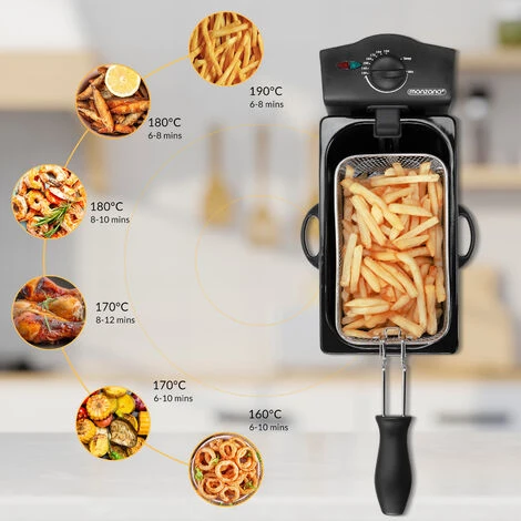 Deuba Deep Fryer 3 L Capacity 2000 W Power Stainless Steel Viewing Window Temperature Controller Kitchen Dishwasher-Safe - Image 3