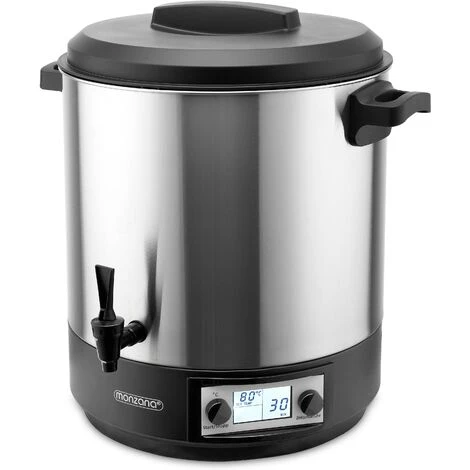 Monzana Automatic Preserving Machine 28L Continuous Temperature Controller 30-100°C Timer Tap For 14 Glasses Mulled Wine Cooker 1800W 28L Mit LCD Und Timer (de)