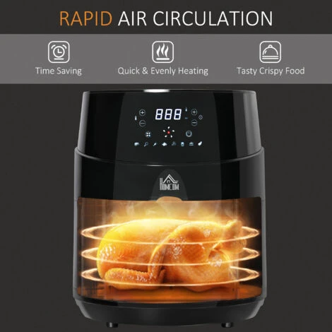 HOMCOM Air Fryer 1500W 4.5L With Digital Display Timer For Low Fat Cooking - Image 5