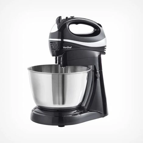 VonShef 2 In 1 Twin Hand And Stand Mixer 300W With Detachable Mixing Function, Non Slip Feet, 5 Speeds, Eject & Turbo Button - Includes 3.5L Capacity Bowl, 2X Beaters, 2X Dough Hooks & Balloon Whisk
