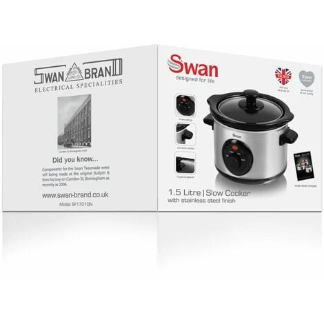 Swan 1.5 Litre Stainless Steel Slow Cooker - Image 4
