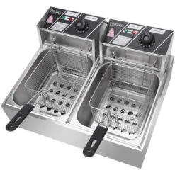 2500W 220-240V 12.7QT/12L Stainless Steel Double Cylinder Electric Fryer UK