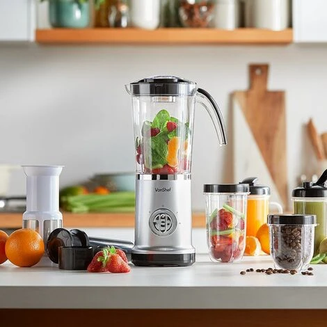VonShef Blender, Juicer & Grinder - 4 In 1 Multi-Functional, 17 Piece Set With 2 Speed Settings And Pulse Function Ideal For Crushing Ice, Making Smoothies, Protein Shakes And More 220W - Image 2