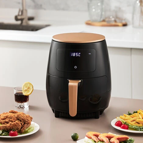 Livingandhome 4.5L Electric Air Fryer With Non-Stick Basket LCD Digital Screen, Black - Image 2