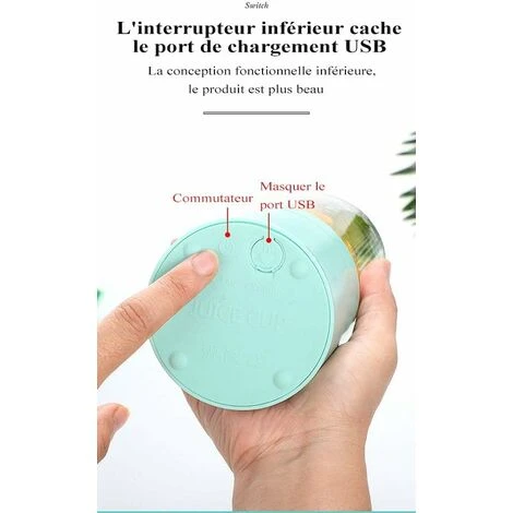 Portable Blender, Juicer Cup With 450ml 6 BPA Free Blades For Sport And Travel, Mini Blender Blender For Smoothie And Milkshake, Christmas Gift Women Men (White) - Image 5