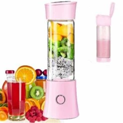 Portable Juice Blender, Milkshake, Fruit And Vegetable Juicer,Mixer,480ml, BPA Free,Mini USB Smoothie Blender,100W,Christmas Gift For Family(pink)
