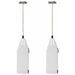 HIASDFLS Lot De 2 Mousseurs À Lait Portables À Piles – Fouet Électrique Pour Mousseur À Café, Agitateur À Batterie, Mousseur À Lait Portable, Mini Mélangeur Pour Café À L'Épreuve Des Balles, Cappuccin
