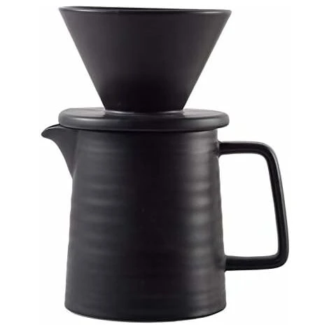 500ML Pour Coffee Maker Set, Premium Ceramic V60 Dripper And Decanter, 1-2 Cup Home Filter Coffee Maker (Black)