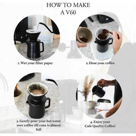 500ML Pour Coffee Maker Set, Premium Ceramic V60 Dripper And Decanter, 1-2 Cup Home Filter Coffee Maker (Black) - Image 3