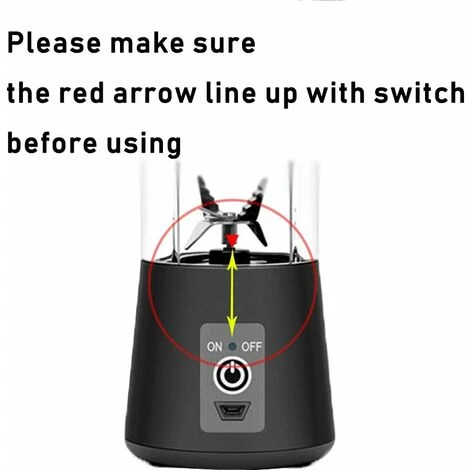 Personal Blender, Portable Blenders Tumbler Electric Fruit Blender Juice Blender USB Rechargeable, 6 3D Blades For Superb Blending, 380ml Black - Image 2