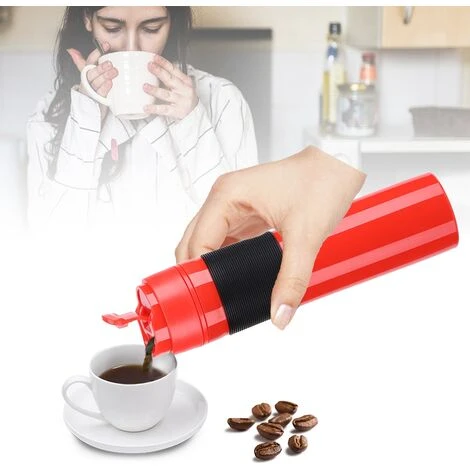 350ml Portable Tea And Coffee Maker Bottle Coffee Press Bottle Travel French Press Coffee Maker For Commuter Camping Outdoors And Office(Red) - Image 2