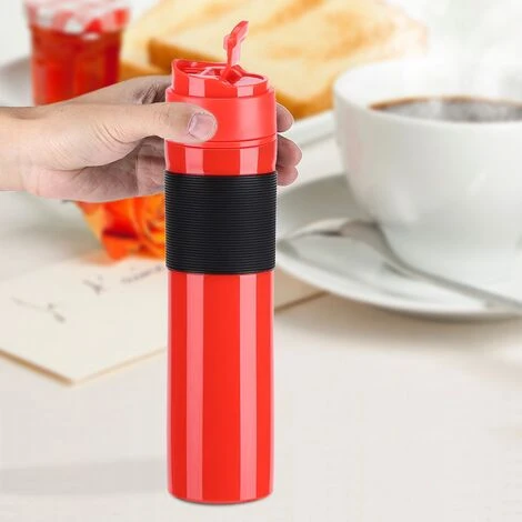 350ml Portable Tea And Coffee Maker Bottle Coffee Press Bottle Travel French Press Coffee Maker For Commuter Camping Outdoors And Office(Red) - Image 3