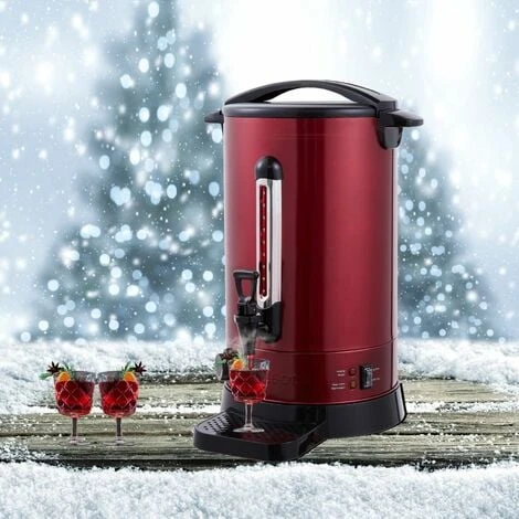 AREBOS Mulled Wine Cooker 1650 W Hot Drink Dispenser 20 L With Drip Tray, Outlet Tap, Thermostat And Overheating Protection Temperature Setting From 30 - 110 °C Red - Image 2