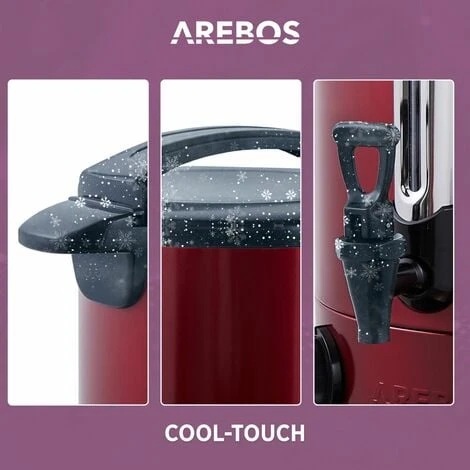 AREBOS Mulled Wine Cooker 1650 W Hot Drink Dispenser 20 L With Drip Tray, Outlet Tap, Thermostat And Overheating Protection Temperature Setting From 30 - 110 °C Red - Image 4