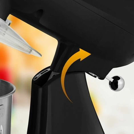 AREBOS Retro Food Processor 1800 W Black Kneading Machine With 6 L Stainless Steel Mixing Bowl Low Noise Kitchen Mixer With Stirring Hook, Dough Hook, Whisk And Splash Guard 6 Speeds - Image 5