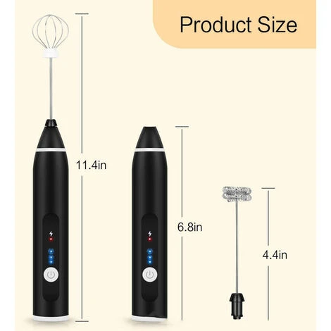 Electric Milk Frother, USB Rechargeable Milk Frother 2 In 1 Hand-held Battery-operated Milk Frother For Coffee, Latte, Cappuccino, Beating Eggs - Image 4