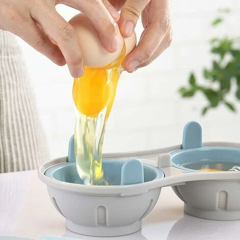Microwave Egg Boiler, 2 Cup Microwave Egg Poacher, Microwave Poached Egg Maker, Microwave Egg Stencil With Cover (Dishwasher Safe) - Image 2