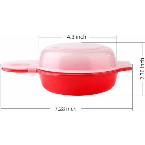 2 Pack Microwave Egg Cooker, 1 Minute Quick, Hamburger, Omelet (Red And Clear) - Image 4
