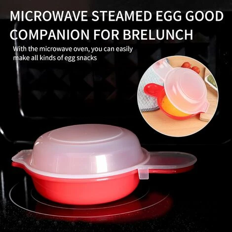 2 Pack Microwave Egg Cooker, 1 Minute Quick, Hamburger, Omelet (Red And Clear) - Image 5