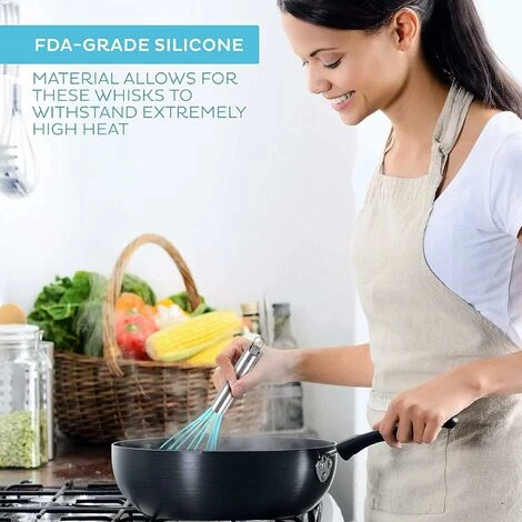 Set Of 3 Silicone Whisk, Kitchen Whisk, Whisk, Egg Mixer, Whisk And Mixer, Milk Whisk, Manual Silicone Whisk (A) - Image 3