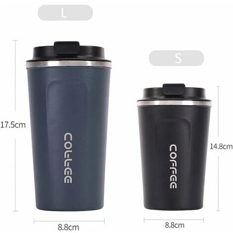 MUFF Stainless Steel Coffee Cup Leakproof Insulated Thermal Cup Car Portable Travel Coffee Mug,Black L - Image 4