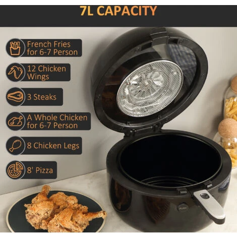 HOMCOM 7L Digital Air Fryer W/ Dehydrate 7 Presets, Rapid Air Circulation 1500W - Image 5