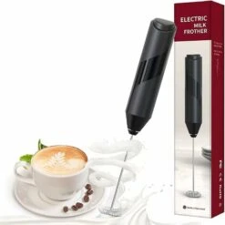 Handheld Milk Frother, Electric Milk Frothers, Coffee Frother, Mini Milk Whisk, Foam Maker, Drink Mixer For Coffee, Milk, Lattes, Cappuccino, Creamer, Matcha (Black)