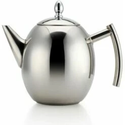 1000ml/34oz Teapot Kettle, Stainless Steel Tea Pot Filter Coffee Maker (Silver)