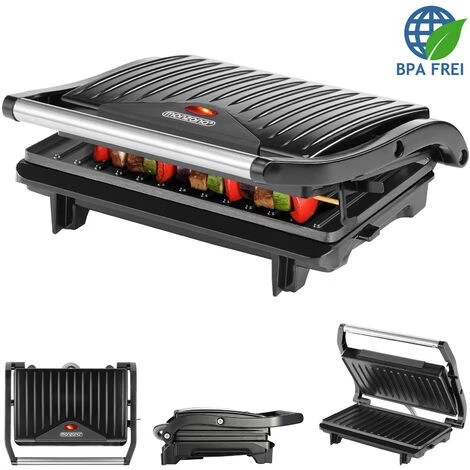 Monzana Contact Grill Non-stick Coating BPA Free Cool-touch Handle Removable Drip Tray 750W Table Grill Sandwich Maker - Image 2