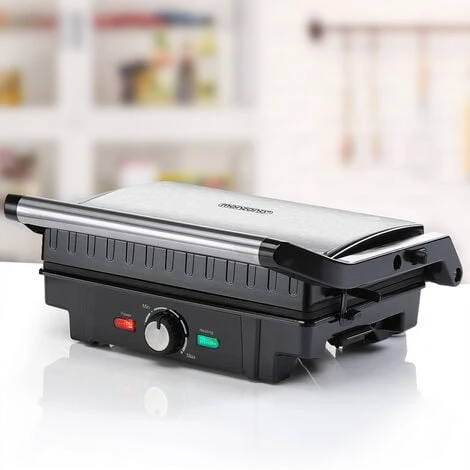 Monzana XL Contact Grill 180° Foldable Non-Stick Stainless Steel Temperature Control 1600W Table Grill Sandwich Maker - Image 2