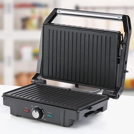 Monzana XL Contact Grill 180° Foldable Non-Stick Stainless Steel Temperature Control 1600W Table Grill Sandwich Maker - Image 4