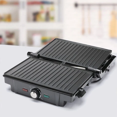 Monzana XL Contact Grill 180° Foldable Non-Stick Stainless Steel Temperature Control 1600W Table Grill Sandwich Maker - Image 5