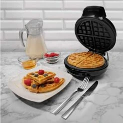 Schallen Black Electric 760W Waffle Maker Iron Machine Deep Cooking Non Stick Plates Adjustable Temperature Control