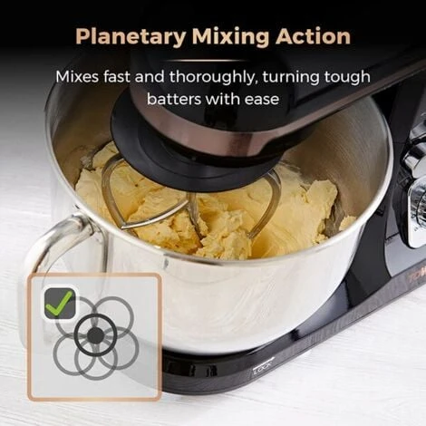 Tower Stand Mixer Rose Gold 5 Litre Stainless Steel Bowl Black - Image 3