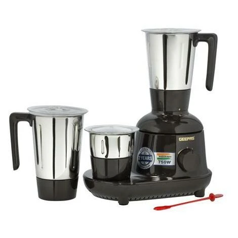 Geepas 750W 3-in-1 Mixer Grinder 3 Stainless Steel Jars 3 Speed Dry Wet Grinding