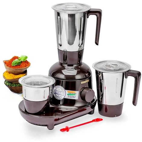 Geepas 750W 3-in-1 Mixer Grinder 3 Stainless Steel Jars 3 Speed Dry Wet Grinding - Image 2