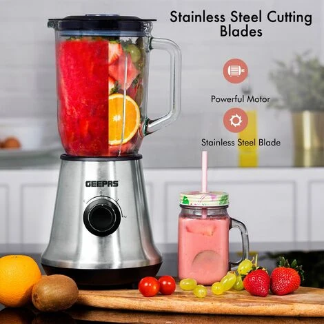Food Blender Smoothie Maker Ice Milkshake Fruit Juicer Glass Jug 700W Geepas - Image 3
