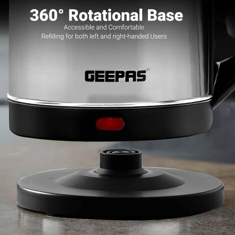 Electric Kettle Stainless Steel Cordless Jug 1.8L Overheat Protection Geepas - Image 5