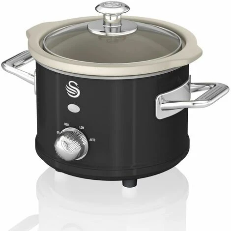 Swan 1.5L Slow Cooker Retro Black - Image 2