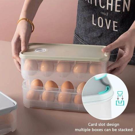 Fridge Egg Box 2 Pcs Egg Storage Box 10 Eggs Plastic Egg Box With Lid Egg Food Box For Fridge Kitchen Camping Picnic - Image 3