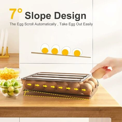 Egg Box Refrigerator Storage With Lid 18 Eggs With Tilt Angle Automatic Filling - Image 2