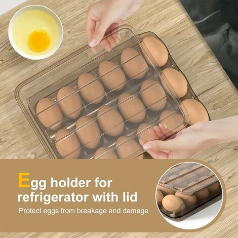 Egg Box Refrigerator Storage With Lid 18 Eggs With Tilt Angle Automatic Filling - Image 3