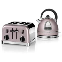 Cuisinart Style Vintage Rose Traditional Kettle & 4 Slice Toaster Breakfast Set