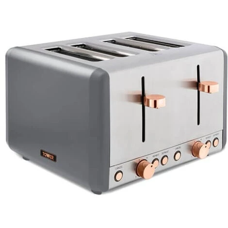 Tower Cavaletto Pyramid Kettle And 4 Slice Toaster Set Grey - Image 2