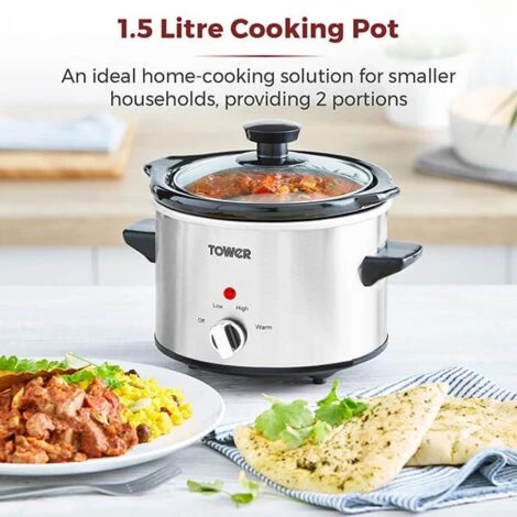 Tower 1.5 Litre Stainless Steel Slow Cooker - Image 3