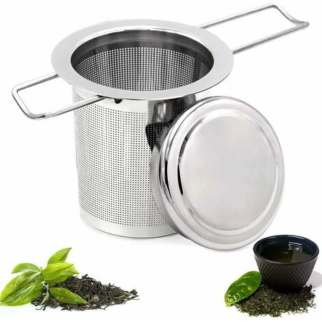 Tea Filter, Stainless Steel Tea Strainer, Tea Strainer, Tea Infuser Tea Strainer With Lid, Fine Hole Tea Filter, Foldable Handle Design Suitable For Cups/Teapot