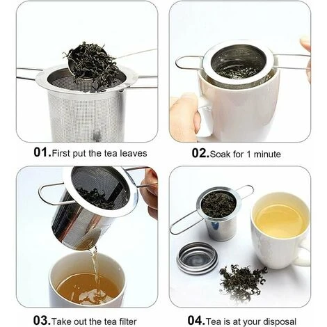 Tea Filter, Stainless Steel Tea Strainer, Tea Strainer, Tea Infuser Tea Strainer With Lid, Fine Hole Tea Filter, Foldable Handle Design Suitable For Cups/Teapot - Image 5